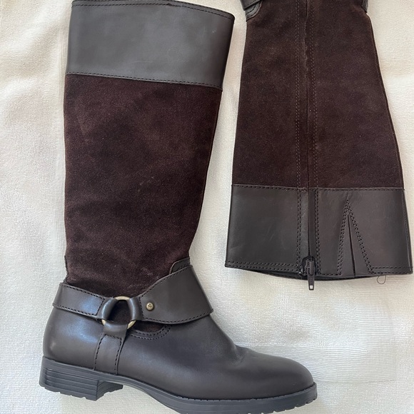 Leather/suede brown tall boots - Picture 1 of 8